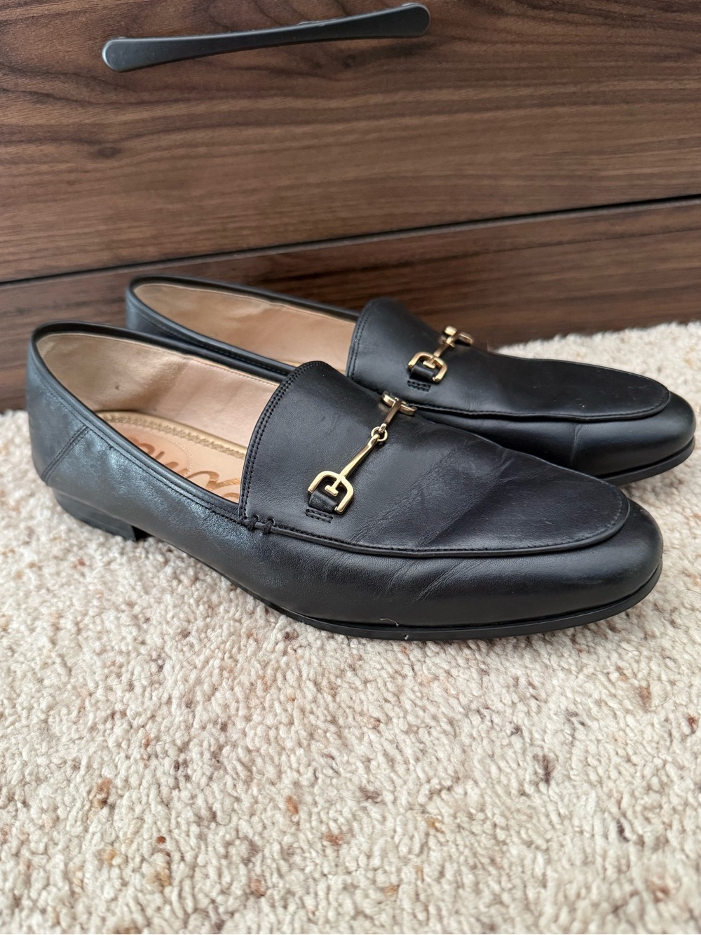 Sam Edelman Loraine Black Leather Horsebit Loafers 9